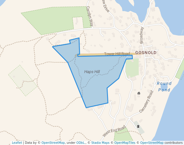 walking in Haps Hill map in Gosnold