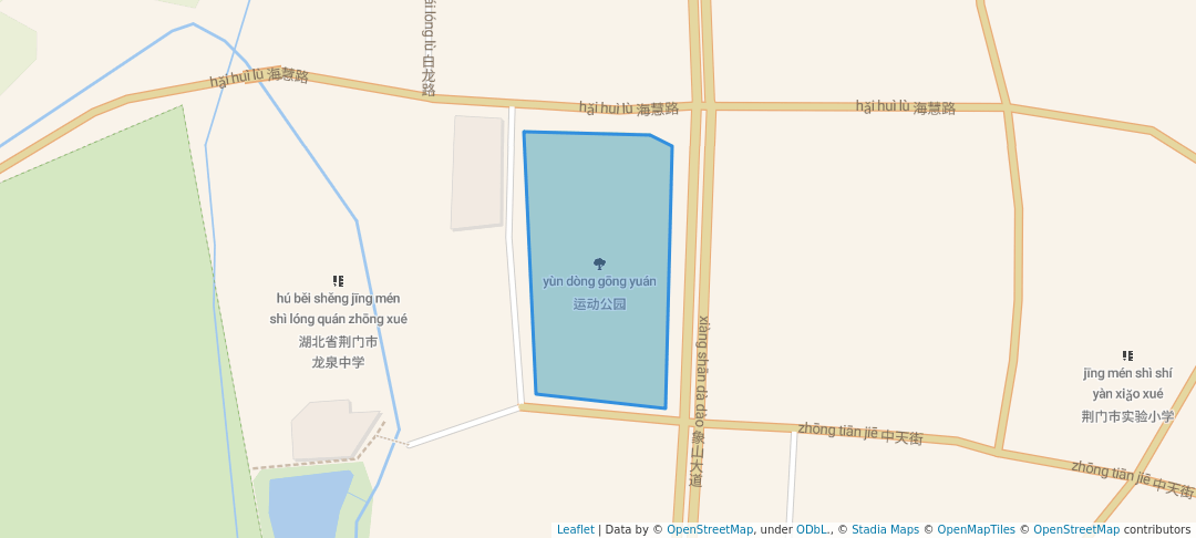 walking in 运动公园 map in Jing Men Shi