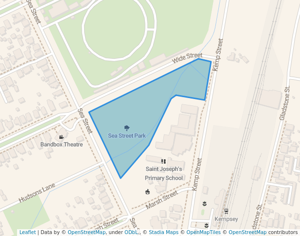 walking in Sea Street Park map in West Kempsey