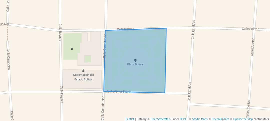 walking in Plaza Bolívar map in Ciudad Bolívar