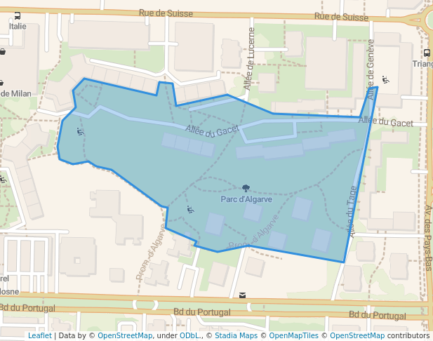 walking in Parc d'Algarve map in Rennes