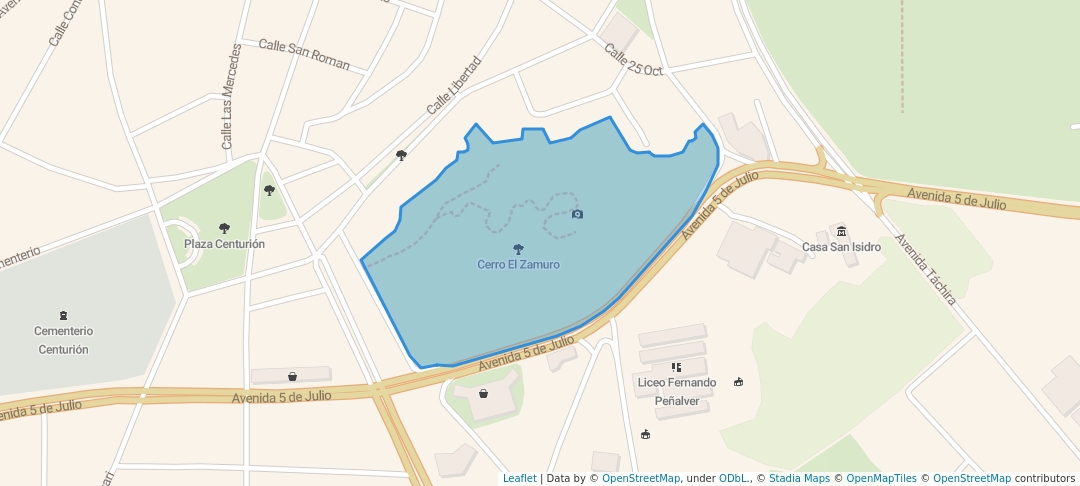 walking in Cerro El Zamuro map in Ciudad Bolívar