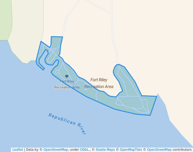 walking in Fort Riley Recreation Area map in Clay Center