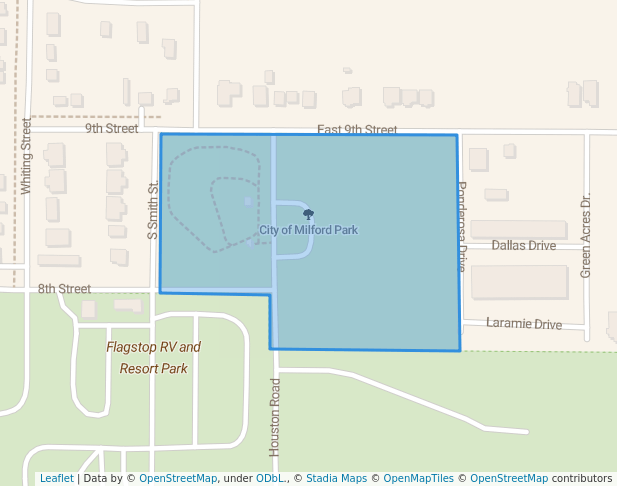 walking in City of Milford Park map in Milford