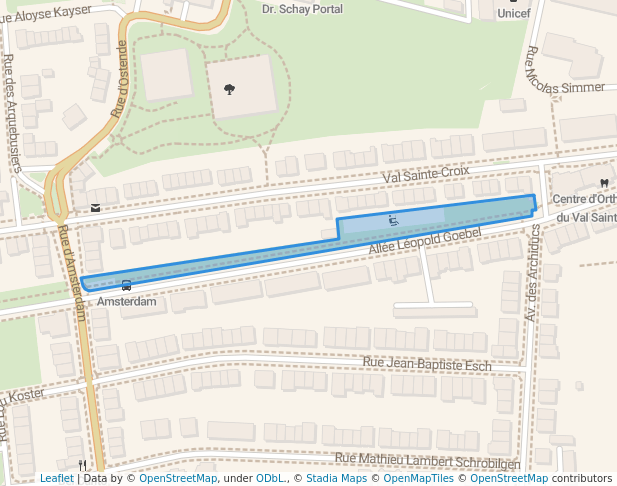 walking in Allée Léopold Goebel map in Luxembourg