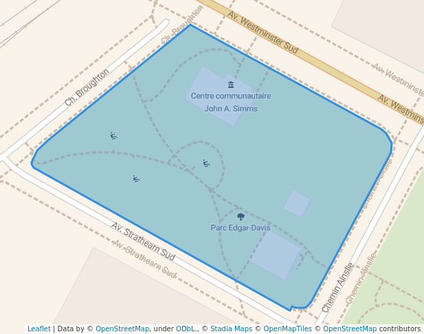 walking in Parc Edgar-Davis map in Montreal West