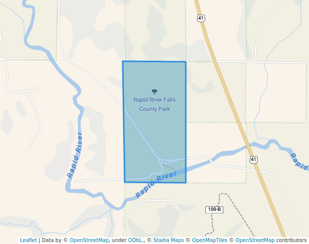 walking in Rapid River Falls County Park map in Rapid River