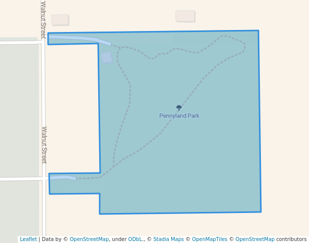 walking in Pennyland Park map in Wamego