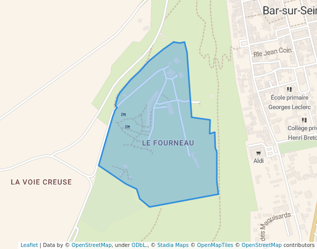 walking in Domaine du Bel Air map in Bar-sur-Seine