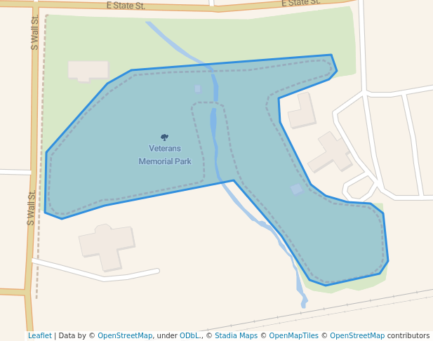 walking in Veterans Memorial Park map in Mountain Grove