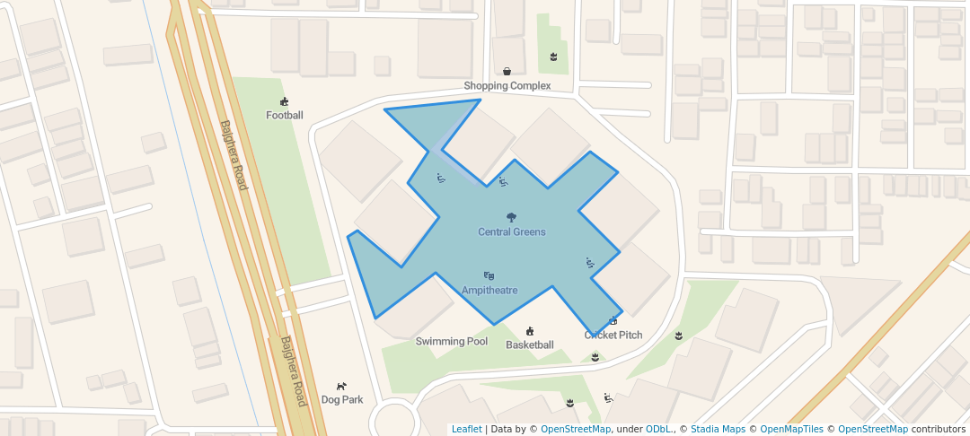 walking in Central Greens map in गुरुग्राम