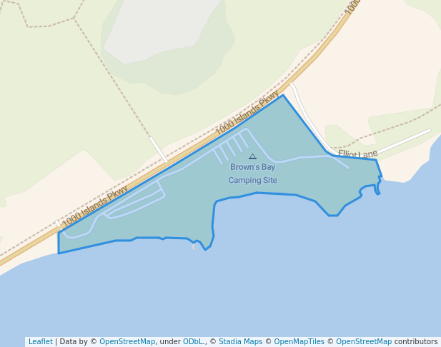 walking in Brown's Bay Park map in Mallorytown