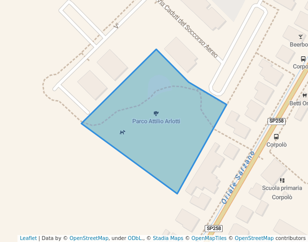 walking in Parco Attilio Arlotti map in Rimini