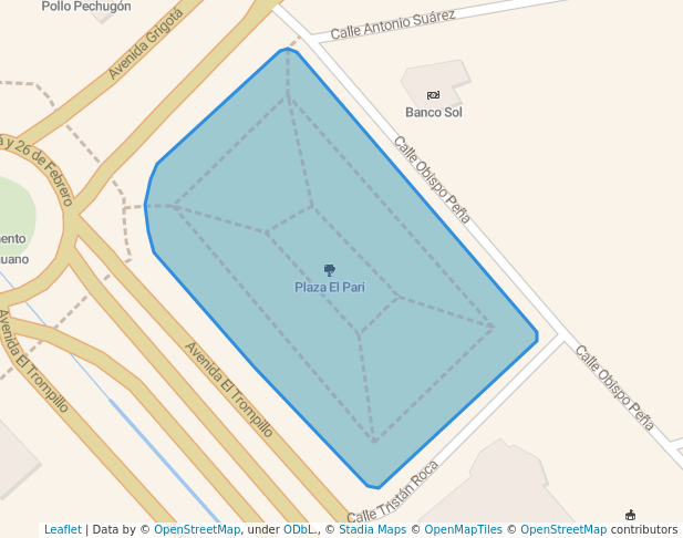 walking in Plaza El Pari map in Santa Cruz de la Sierra