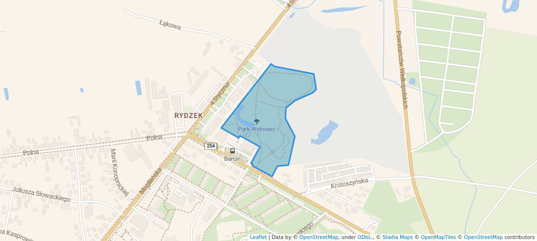 walking in Park Wolności map in Barcin