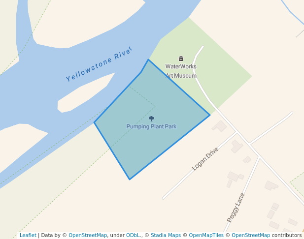 walking in Pumping Plant Park map in Miles City