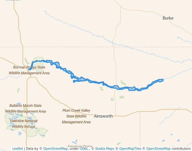 walking in Niobrara National Scenic River map in Springview