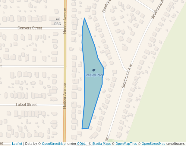 walking in Gresley Park map in Thunder Bay