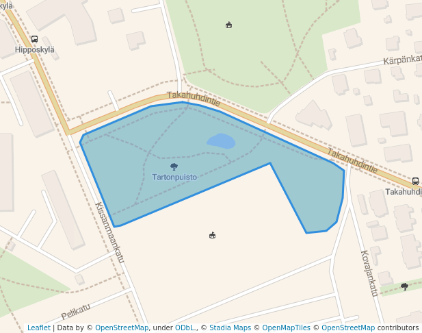 walking in Tartonpuisto map in Tampere