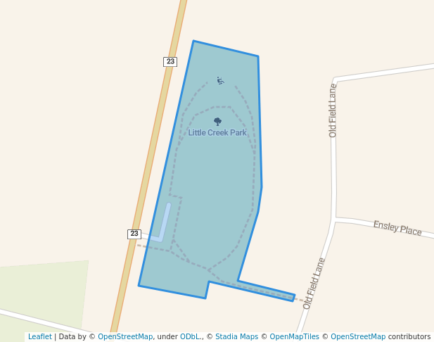 walking in Little Creek Park map in Port Stanley