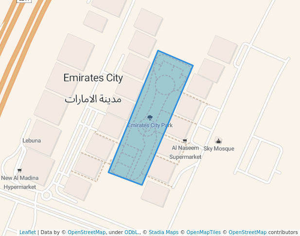 walking in Emirates City Park map in Ajman