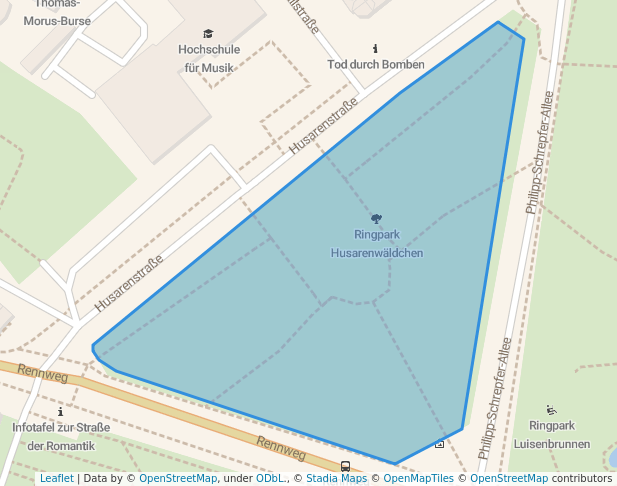 walking in Ringpark Husarenwäldchen map in Würzburg