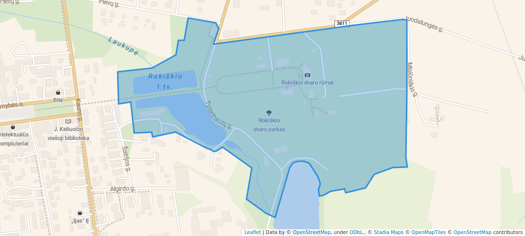 walking in Rokiškio dvaro parkas map in Rokiškis