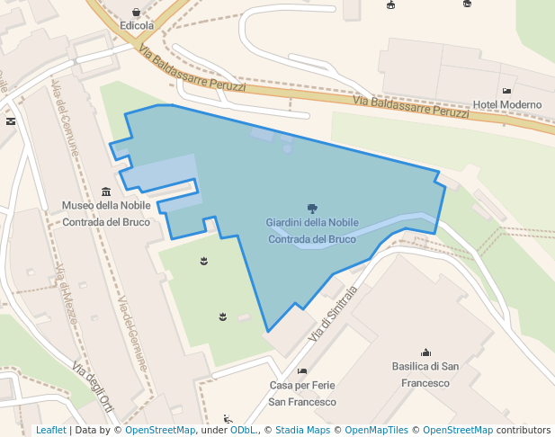 walking in Giardini della Nobile Contrada del Bruco map in Siena