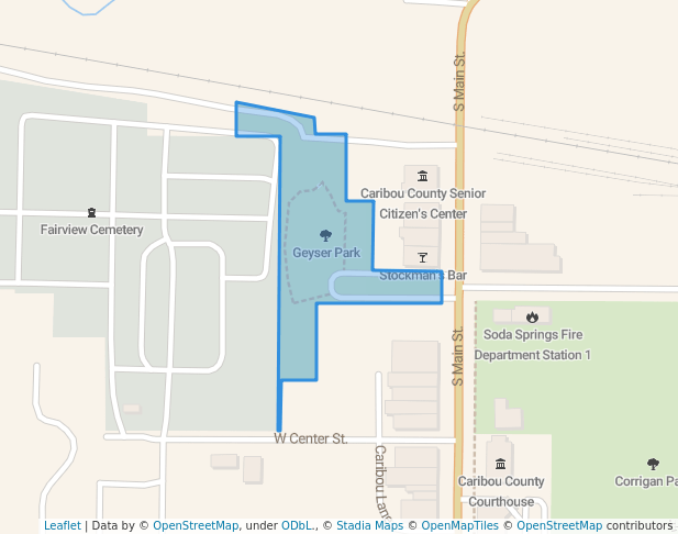 walking in Geyser Park map in Soda Springs
