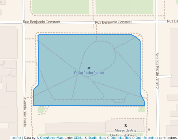 walking in Praça Rocha Pombo map in Londrina