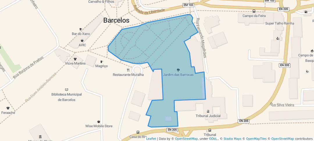 walking in Jardim das Barrocas map in Barcelos