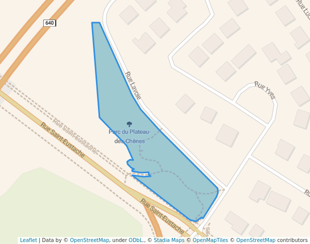 walking in Parc du Plateau-des-Chênes map in Saint-Eustache