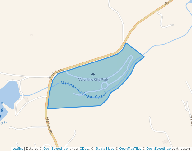 walking in Valentine City Park map in Valentine