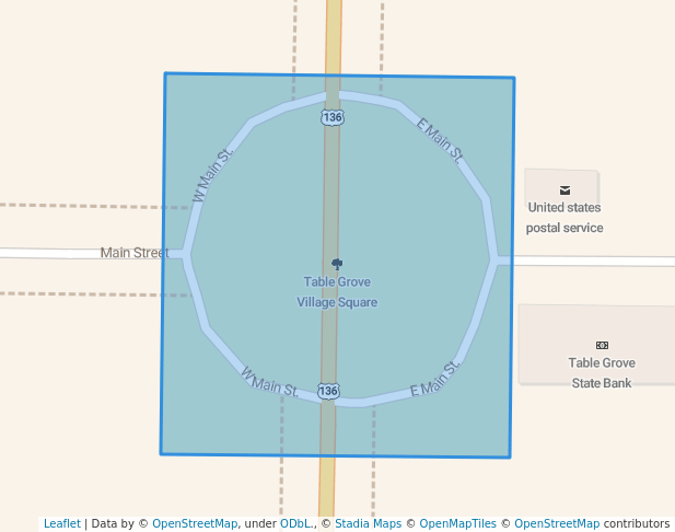 walking in Table Grove Village Square map in Table Grove