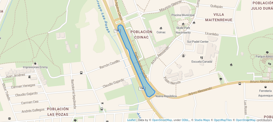 walking in Plazoleta Rolando Arratia Hernandez map in Biobio