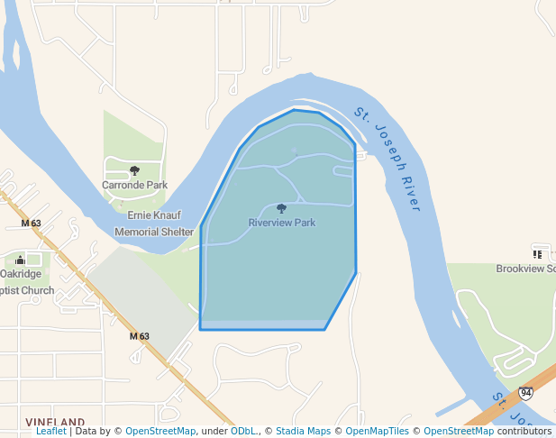 walking in Riverview Park map in St. Joseph