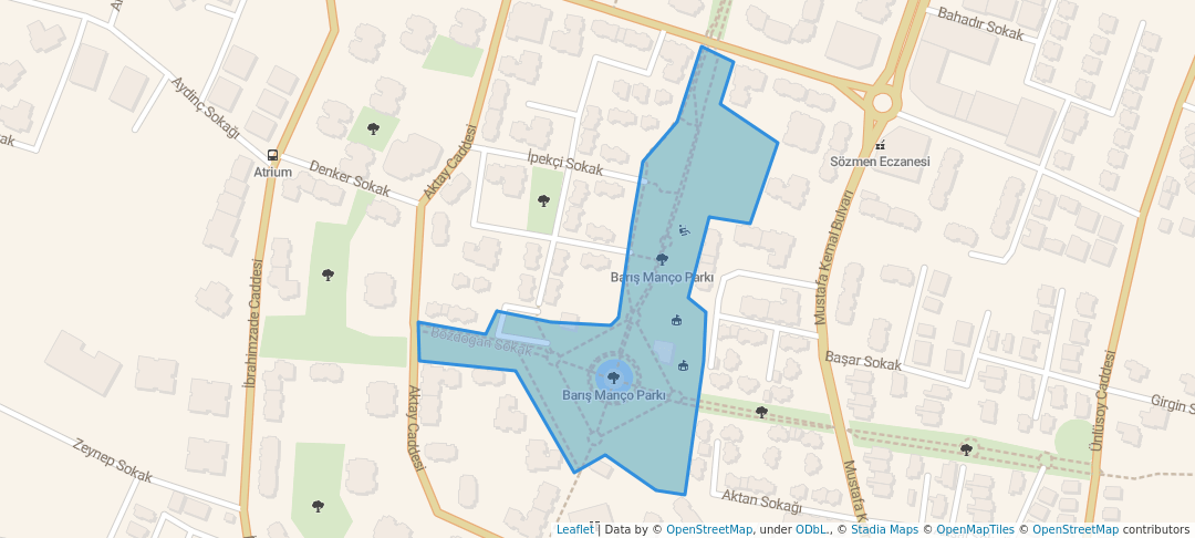 walking in Barış Manço Parkı map in Büyükçekmece