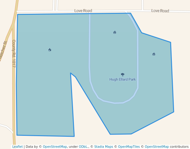 walking in Hugh Ellard Park map in Kosciusko