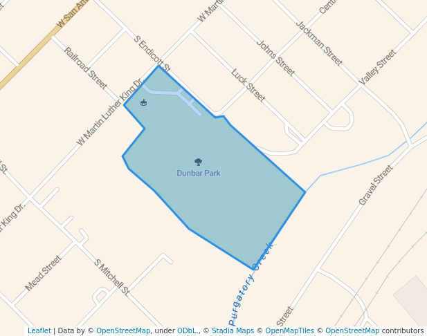 walking in Dunbar Park map in San Marcos