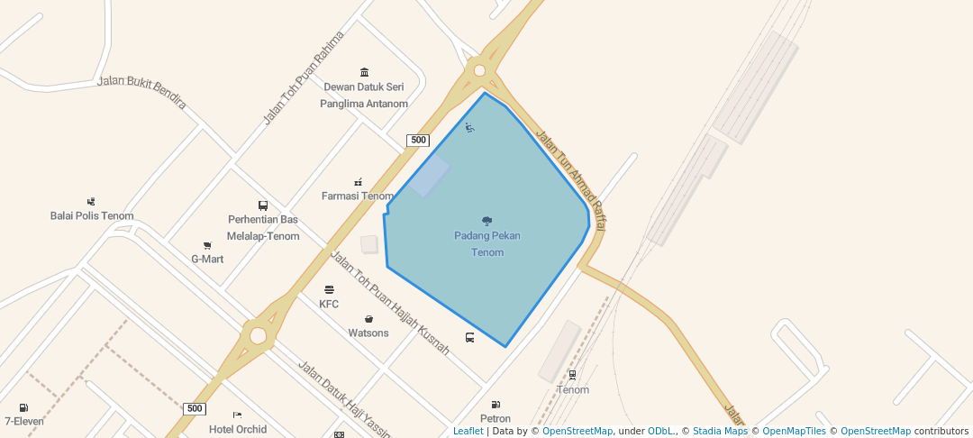 walking in Padang Pekan Tenom map in Tenom