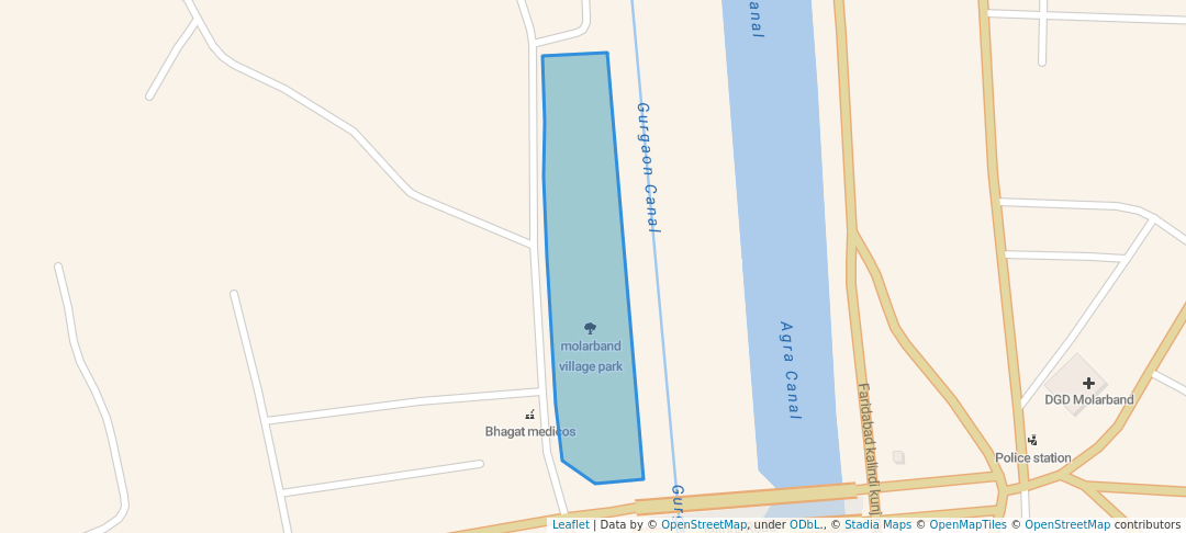 walking in molarband village park map in New Delhi