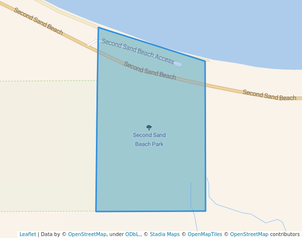 walking in Second Sand Beach Park map in L'Anse