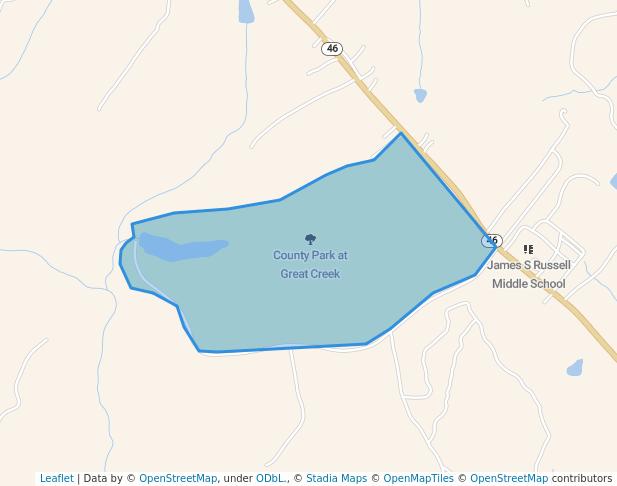 walking in County Park at Great Creek map in Lawrenceville