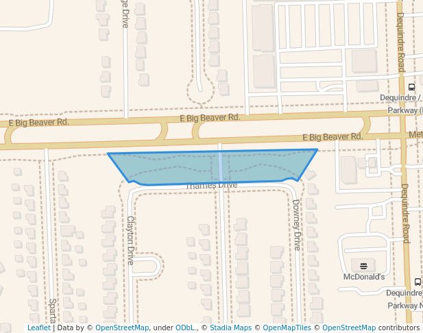 walking in Big Beaver Road Park map in Troy