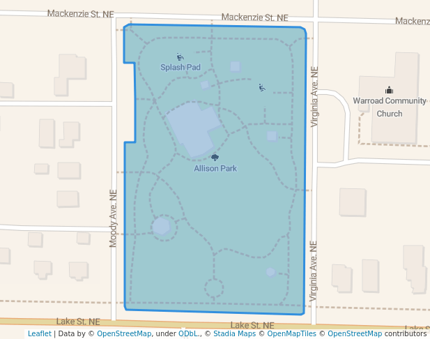 walking in Allison Park map in Warroad