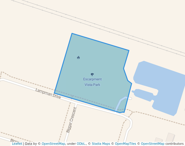 walking in Escarpment Vista Park map in Grimsby