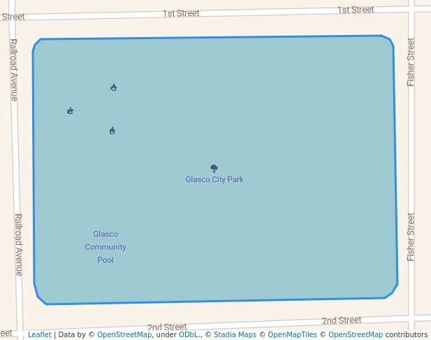 walking in Glasco City Park map in Glasco