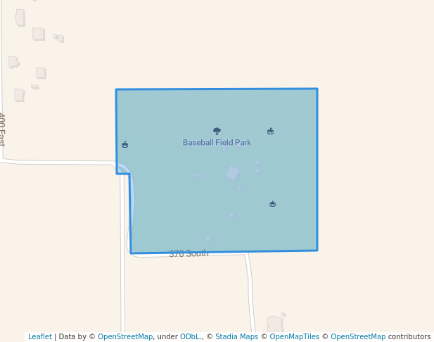 walking in Baseball Field Park map in Panguitch