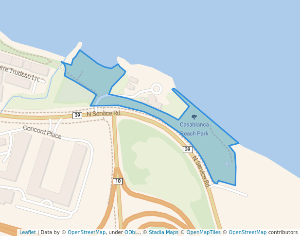 walking in Casablanca Beach Park map in Grimsby