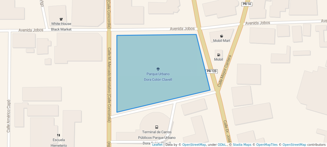 walking in Parque Urbano Dora Colón Clavell map in Guaynabo